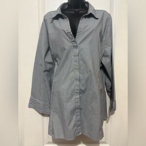 Riders by Lee Women's Gray Striped Long Sleeve blouse